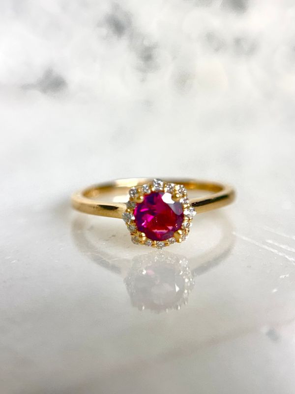 Grandeur R3747PT  14k Yellow Gold Pink Tourmaline & Diamond Ring