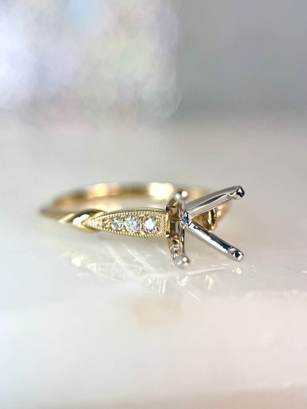 Gabriel ER11826R4M44JJ 14k Yellow Gold Round Engagement Ring Mounting (Center diamond not included) Gabriel ER11826R4M44JJ 14k Yellow Gold Round Engagement Ring Mounting (Center diamond not included)