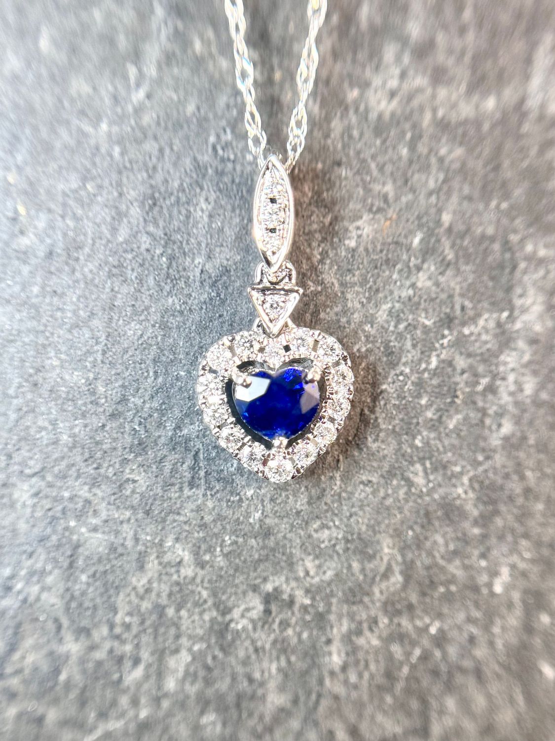 24956914 14k White Gold Sapphire & Diamond Necklace