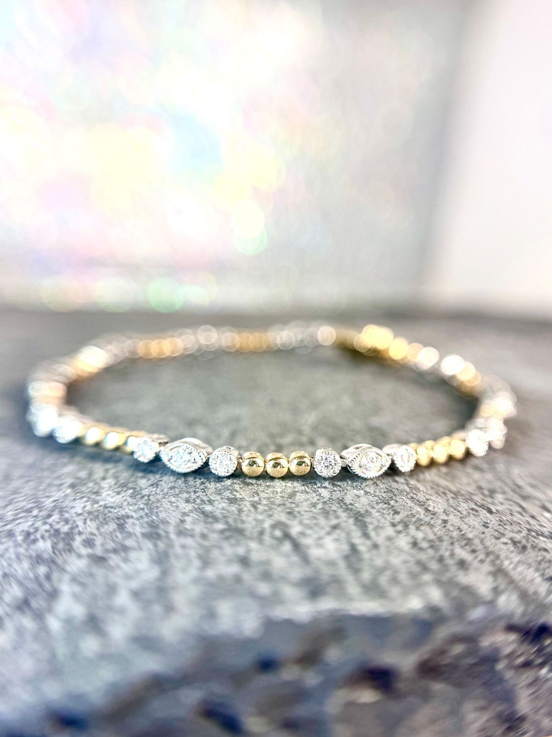 Heera Moti BR4637A-313  14k White & Yellow Gold Diamond Bracelet