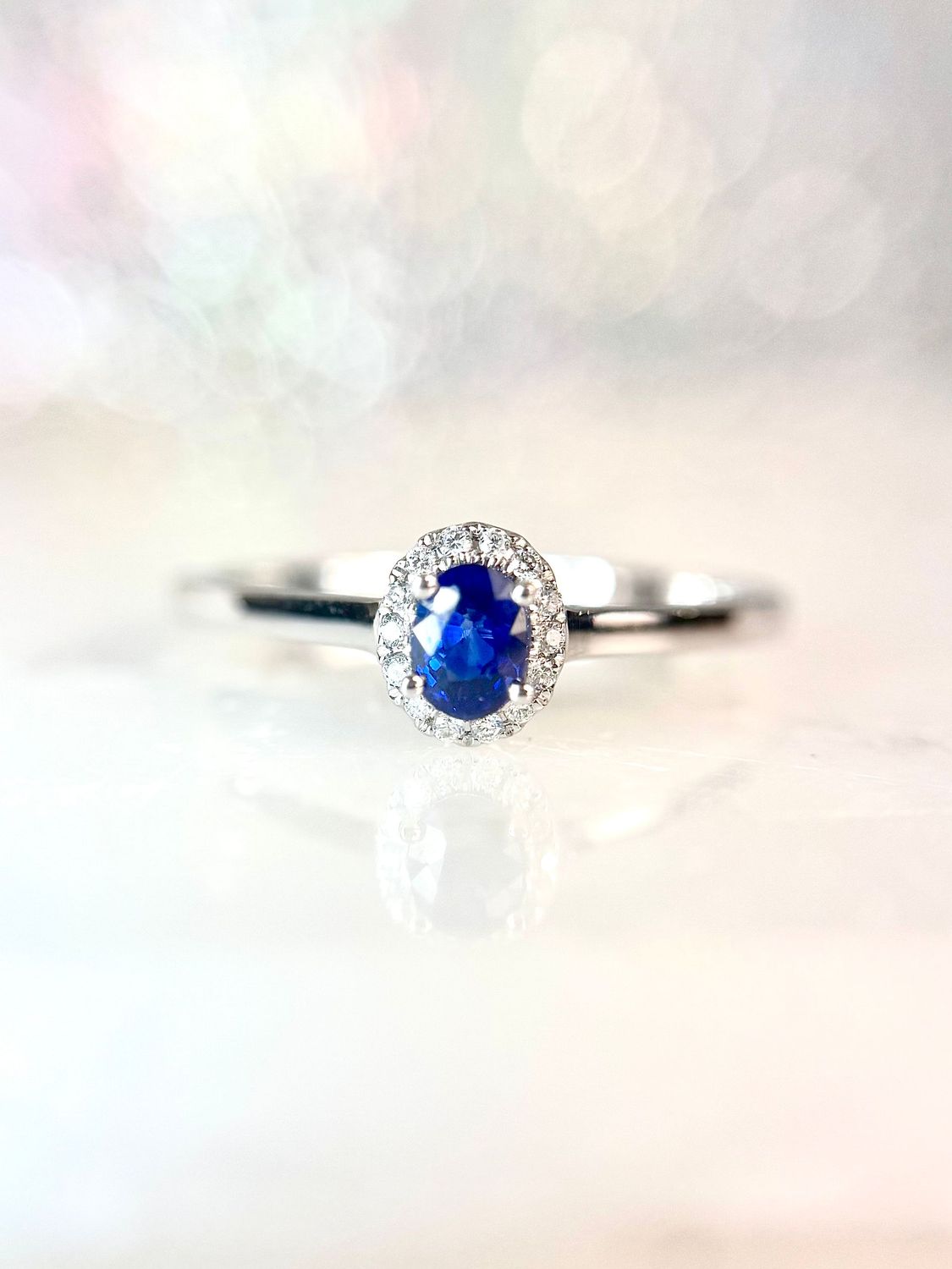 25044967  14k White Gold Sapphire & Diamond Ring