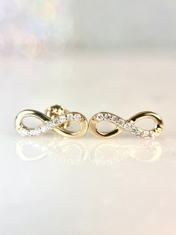 JG221522  14k Yellow Gold Diamond Infinity Earrings
