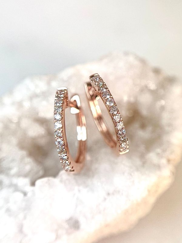 JG9846  14k Rose Gold .24 cttw Diamond Hoop Earrings