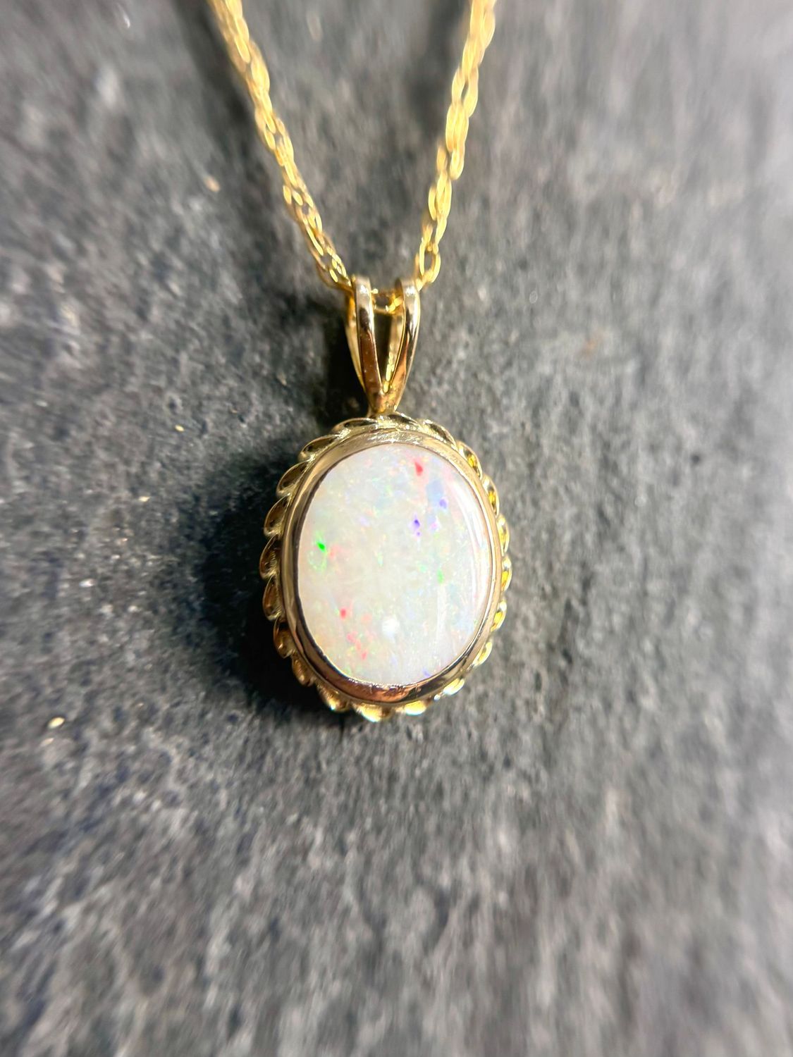 CA826  14k Yellow Gold Opal Necklace CA826  14k Yellow Gold Opal Necklace, With or Without Chain: With Chain