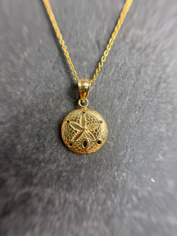 CA835  14k Yellow Gold Sand Dollar Necklace