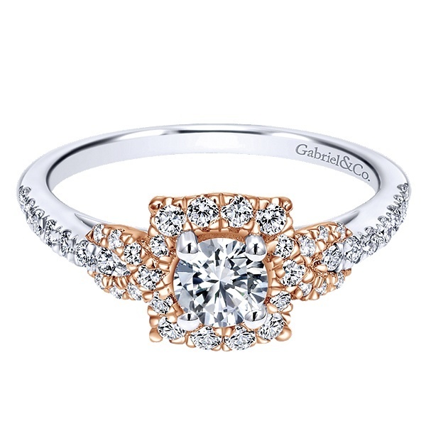 Gabriel ER11594R0T44JJ  14k White & Rose Gold .40ct total weight Engagement Ring Mounting (center not included)