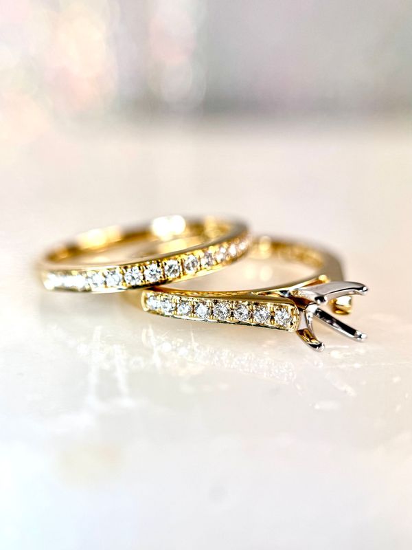 25241431 14k Yellow Gold .35cttw Engagement/Wedding Ring Mounting and Band Set 25241431 14k Yellow Gold .35cttw Engagement/Wedding Ring Mounting and Band Set