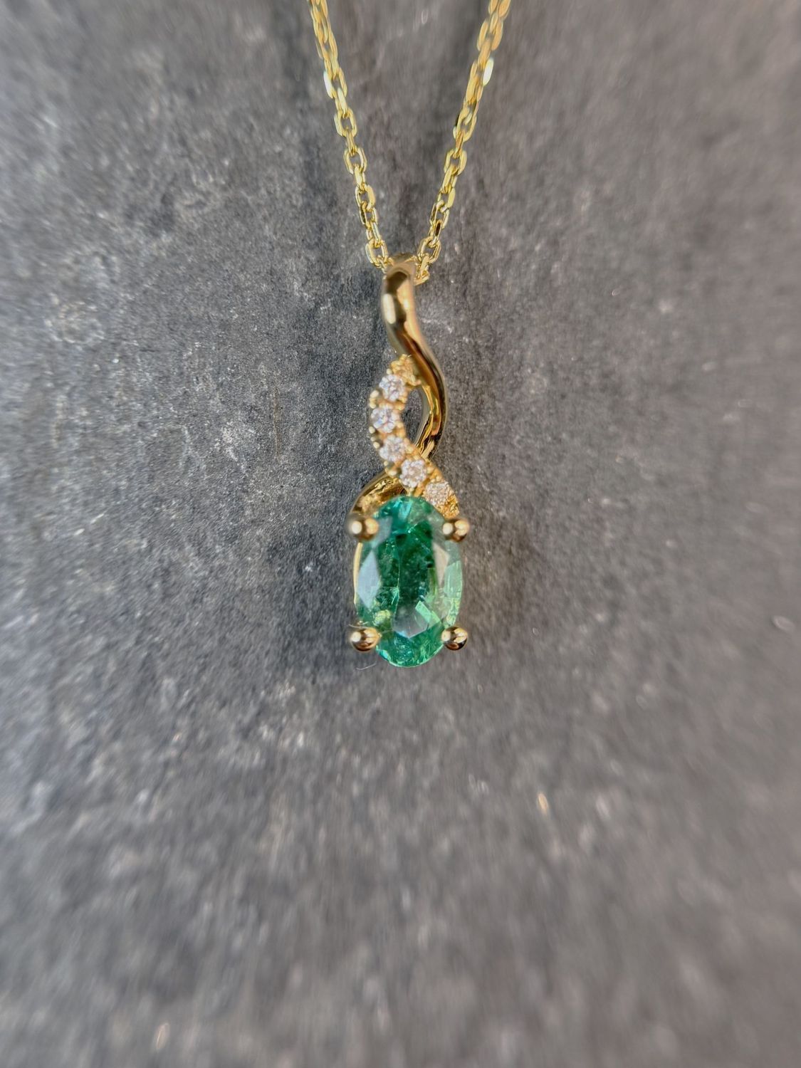 YCH  Y370910PYEM  14k Yellow Gold Emerald & Diamond Necklace YCH  Y370910PYEM  14k Yellow Gold Emerald & Diamond Necklace, With or Without Chain: With Chain