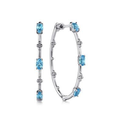 Gabriel EG14701SVJBT SS Blue Topaz Hoop Earrings Gabriel EG14701SVJBT SS Blue Topaz Hoop Earrings