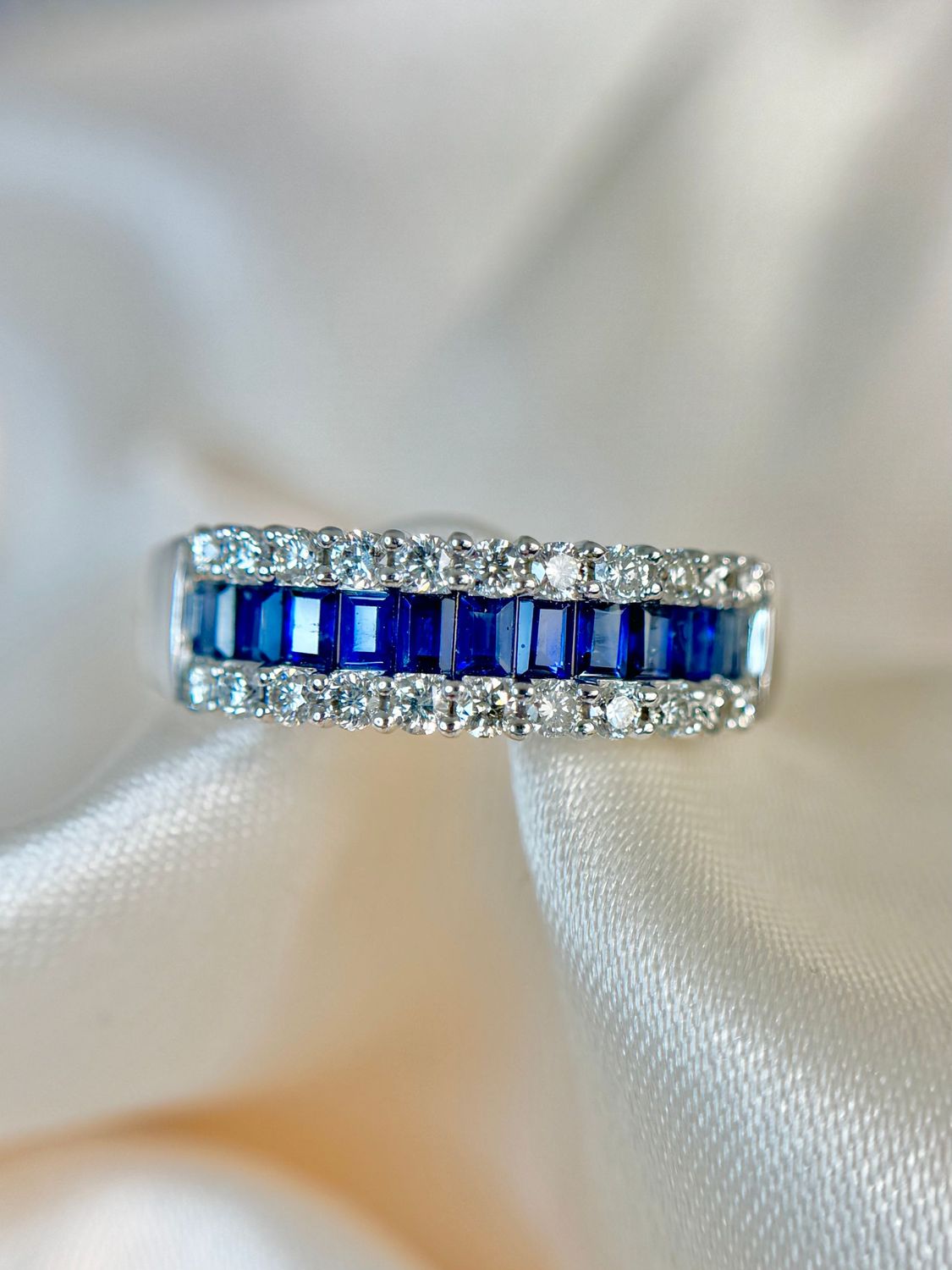 LDB2568-SAP 14k White Gold Sapphire & Diamond Band LDB2568-SAP 14k White Gold Sapphire & Diamond Band