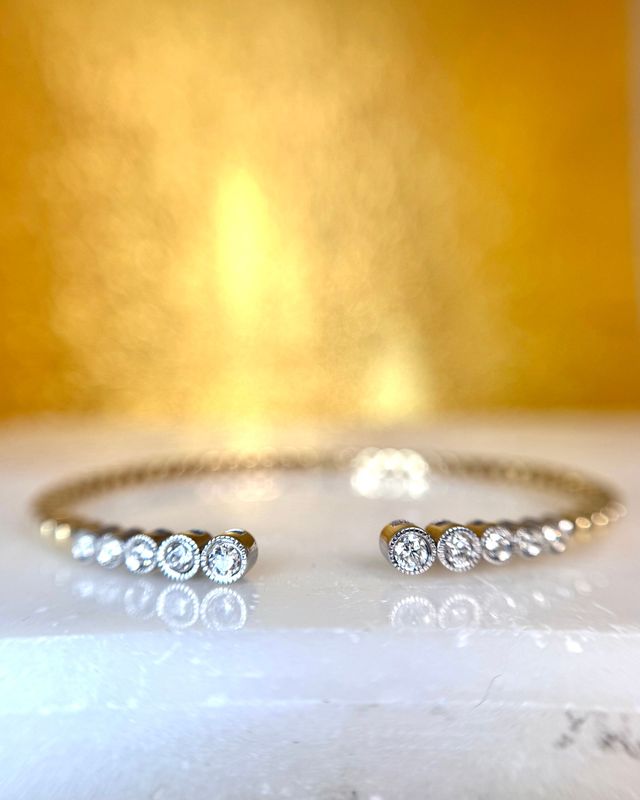 Heera Moti BDD5308-302 14k White & Yellow Gold Flexible Diamond Cuff Bracelet Heera Moti BDD5308-302 14k White & Yellow Gold Flexible Diamond Cuff Bracelet