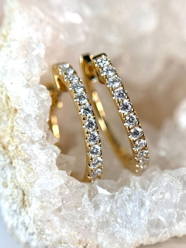 25336215 14k Yellow Gold 1/4 cttw Diamond Hoop Earrings 25336215 14k Yellow Gold 1/4 cttw Diamond Hoop Earrings