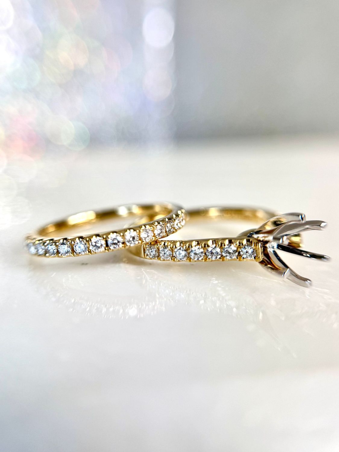 25358326 14k Yellow Gold .47cttw Engagement/Wedding Ring Mounting and Band Set 25358326 14k Yellow Gold .47cttw Engagement/Wedding Ring Mounting and Band Set