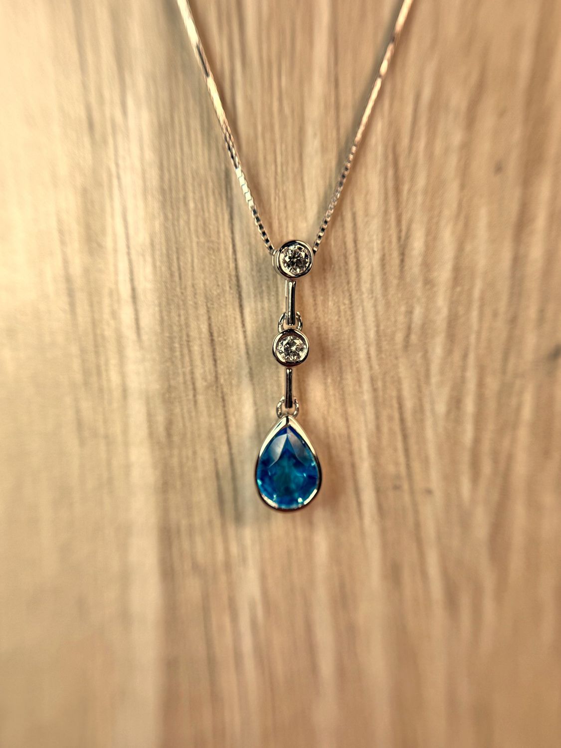 CA893 14k White Gold Blue Topaz & Diamond Necklace CA893 14k White Gold Blue Topaz & Diamond Necklace