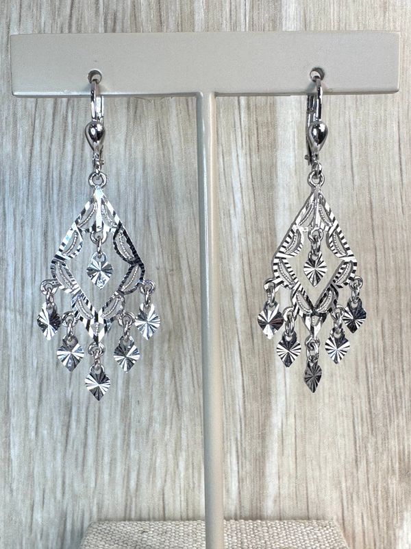 EST235 14k White Gold Chandelier Leverback Earrings EST235 14k White Gold Chandelier Leverback Earrings