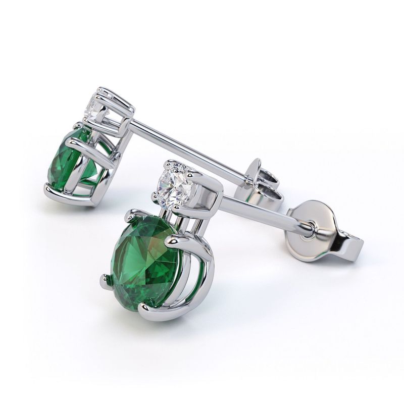 Grandeur E891 14W Emerald and Diamond Earrings Grandeur E891 14W Emerald and Diamond Earrings