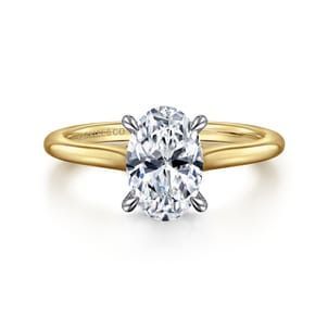 Gabriel ER16339O8M44JJJ Ericka - 14K White and Yellow Gold Oval Diamond Engagement Ring Mounting (Center Stone Not Included) Gabriel ER16339O8M44JJJ Ericka - 14K White and Yellow Gold Oval Diamond Engagement Ring Mounting (Center Stone Not Included)