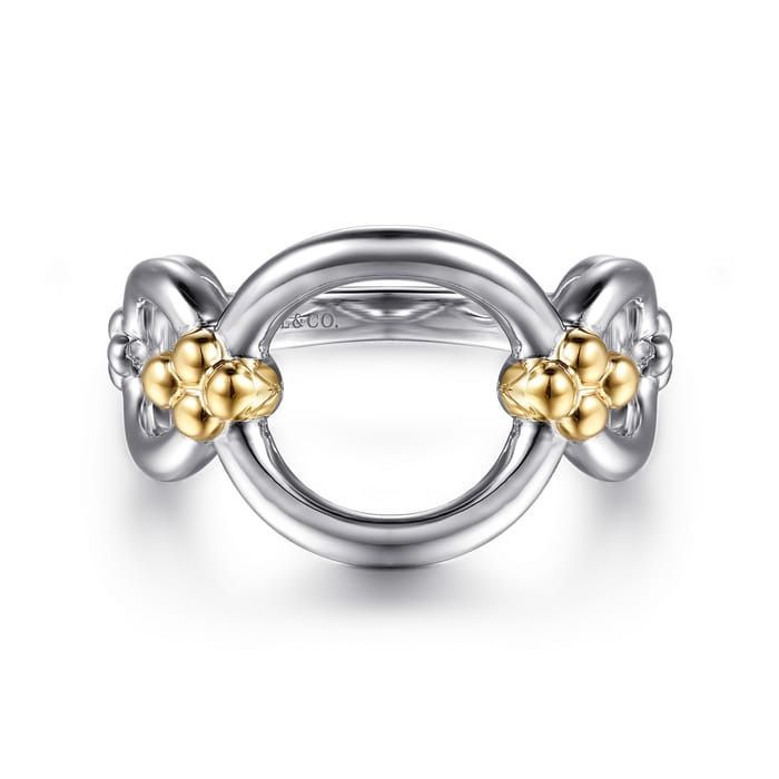 Gabriel LR52957MZJJJ 14K Yellow Gold and 925 Sterling Silver Bujukan Round Link Chain Ring