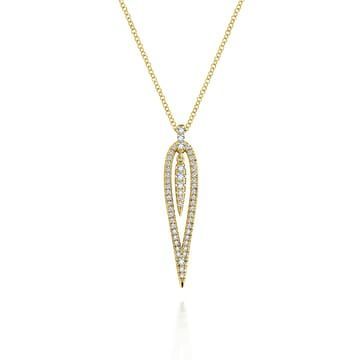 Gabriel NK5814Y45JJ 14Y Gold and Diamond Teardrop Necklace