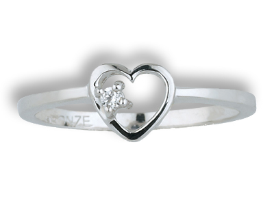 Rego 2028-15 10k White Gold .03ct Diamond Heart Ring