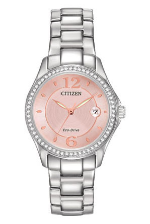 Citizen FE1140-86X Ladies Eco-Drive Watch with Pink Face and Swarovski Crystals