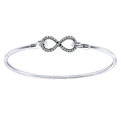 Gabriel BG3833SVJWS Sterling Silver Bangle Infinity Bracelet with White Sapphires