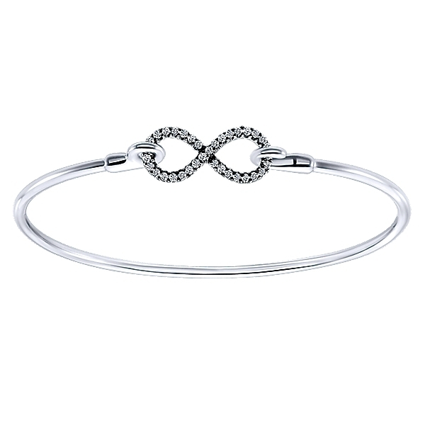 Gabriel BG3833SVJWS  Sterling Silver Bangle Infinity Bracelet with White Sapphires