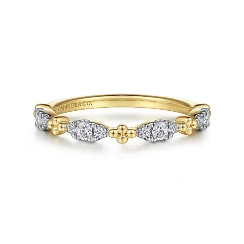 Gabriel LR52289Y45JJ  14k Yellow Gold Marquise Shape Bujukan Diamond Stackable Ring