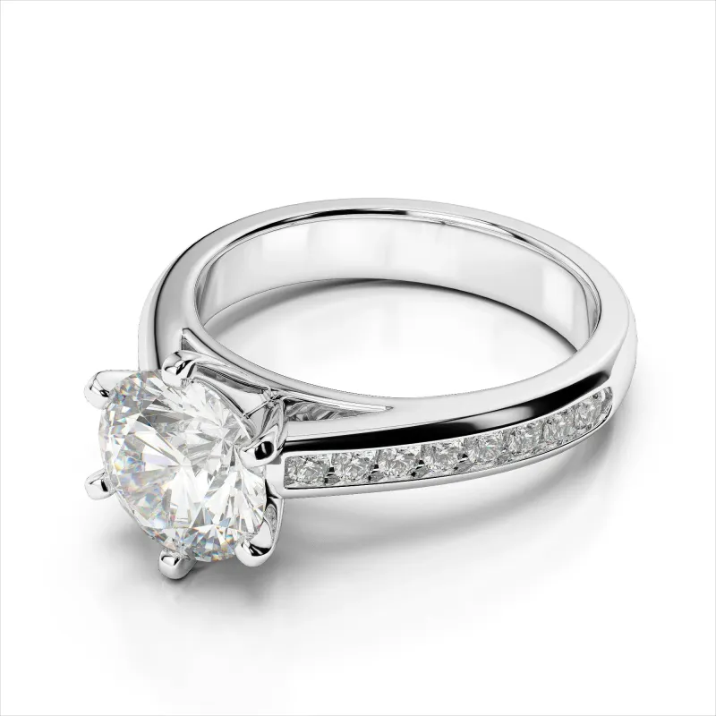 Grandeur R3509  14k White Gold Diamond Engagement Mounting (Center Diamond not included)
