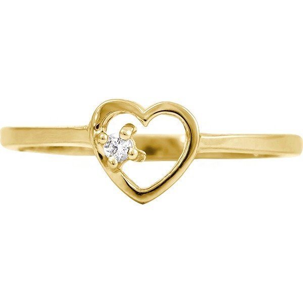 Rego 2028-14  10k Yellow Gold Heart Ring with Diamond