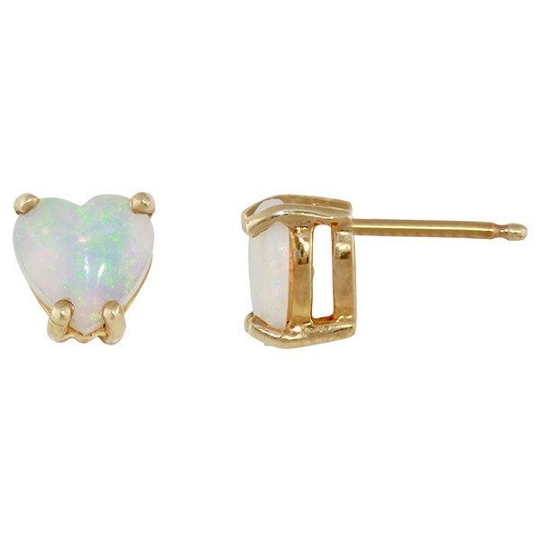 Rego 2197-16  14k Yellow Gold Heart Shaped Opal Earrings (Clearance)