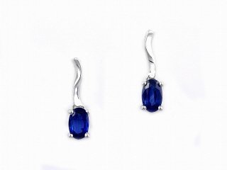 Y340182EWSA  14k White Gold Sapphire Dangle Earrings