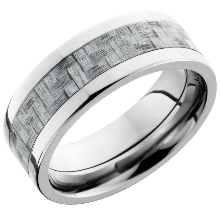 Lashbrook C8F14/SILVERCF  Titanium Band with Silver Carbon Fiber Inlay