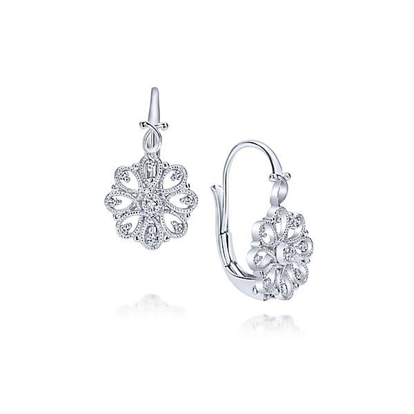 Gabriel EG12167SVJWS  Sterling Silver Victorian Drop Earrings with White Sapphires