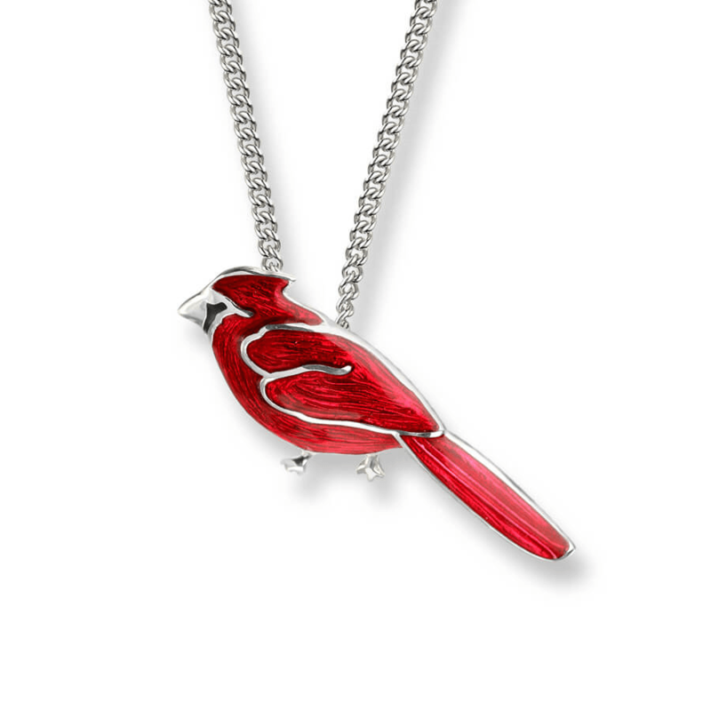 Nicole Barr SN0512A   Sterling Silver Hand-Enameled Cardinal Necklace