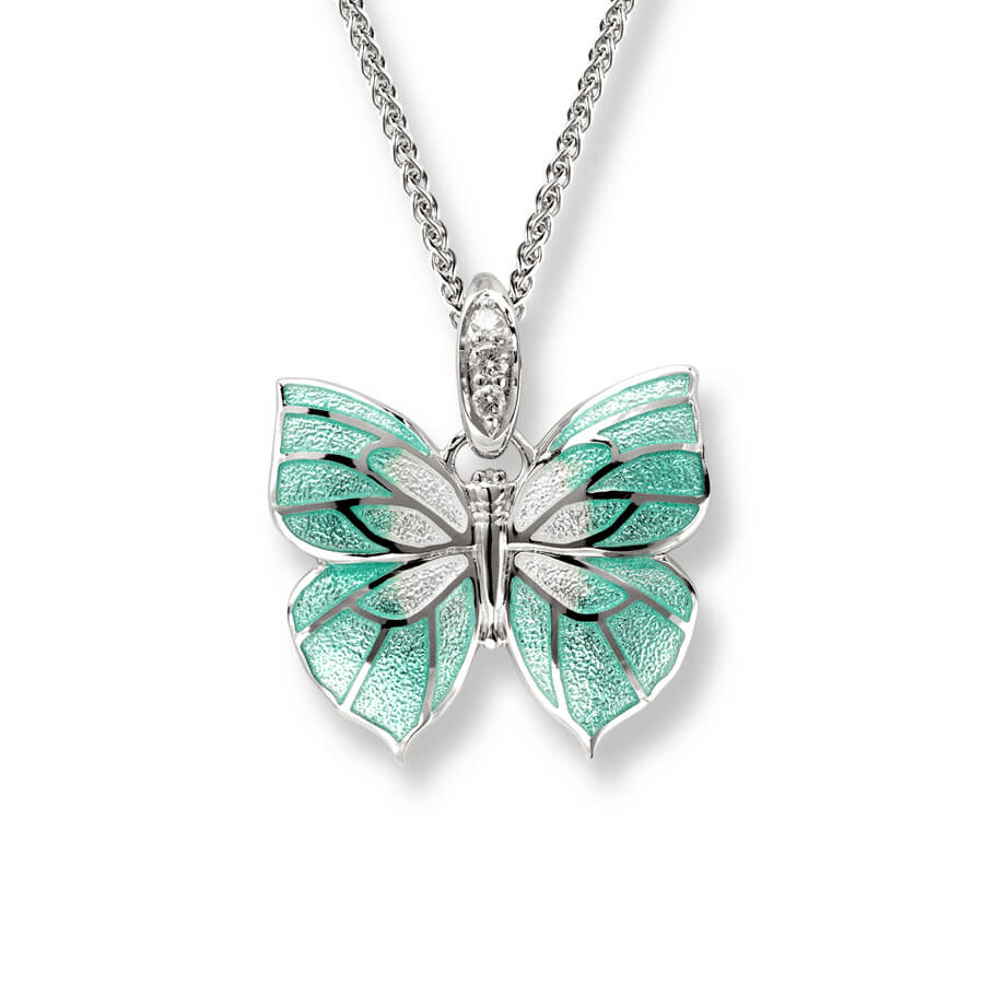 Nicole Barr NN0239YB Sterling Silver Hand Enameled Butterfly Necklace