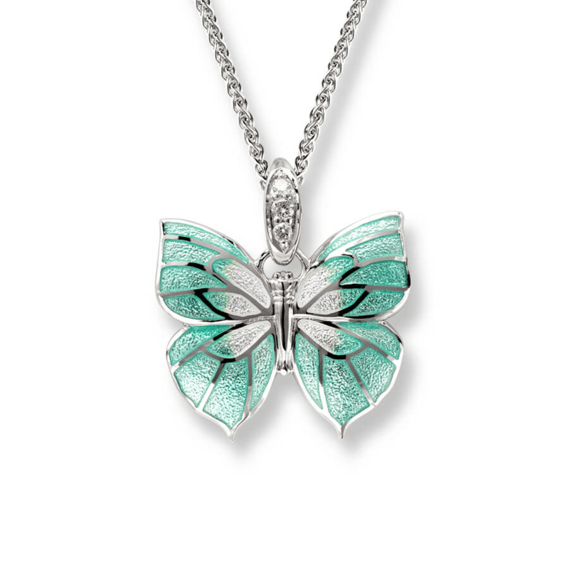 Nicole Barr NN0239YB  Sterling Silver Hand Enameled Butterfly Necklace