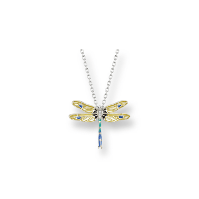 Nicole Barr NN0374YA Sterling Silver Hand Enameled Dragonfly Necklace