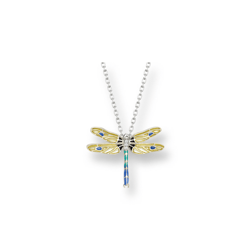 Nicole Barr NN0374YA  Sterling Silver Hand Enameled Dragonfly Necklace