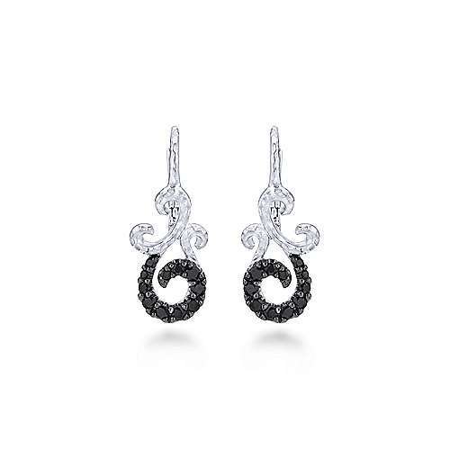 Gabriel EG12517SVJBS  Sterling Silver Black Spinel Drop Earrings