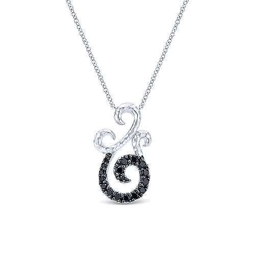 Gabriel NK4775SVJBS  Sterling Silver Black Spinel Necklace