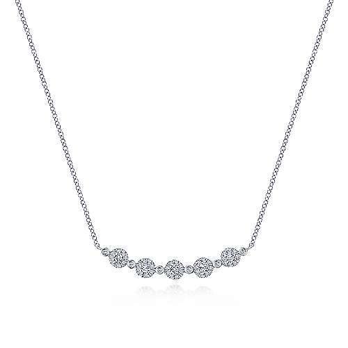 Gabriel NK5802W45JJ  14k White Gold Diamond Bar Necklace