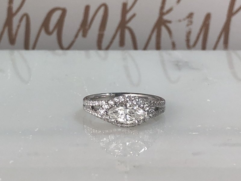Gabriel ER14462M4W44JJ  14k White Gold 1.02ct total weight Marquise Halo Ring (Sale Priced!!)