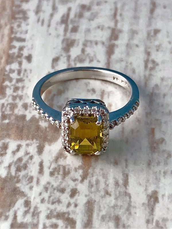 RG082  14k White Gold Chrysoberol & Diamond Ring - CLEARANCE!!!