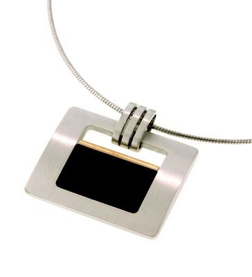 Breuning 32/09363-0 Two-Toned Onyx Rectangle Pendant (Chain not included) (CLEARANCE)