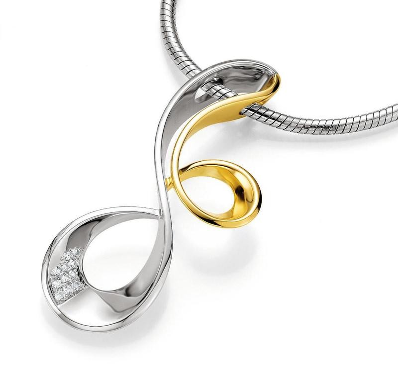Breuning 32/03165 Silver & Yellow Gold Plated Pendant with White Sapphires