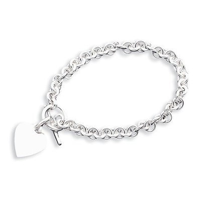 QG1149 Sterling Silver Heart Toggle Bracelet