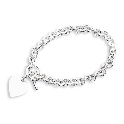 QG1149R  Sterling Silver Heart Toggle Bracelet