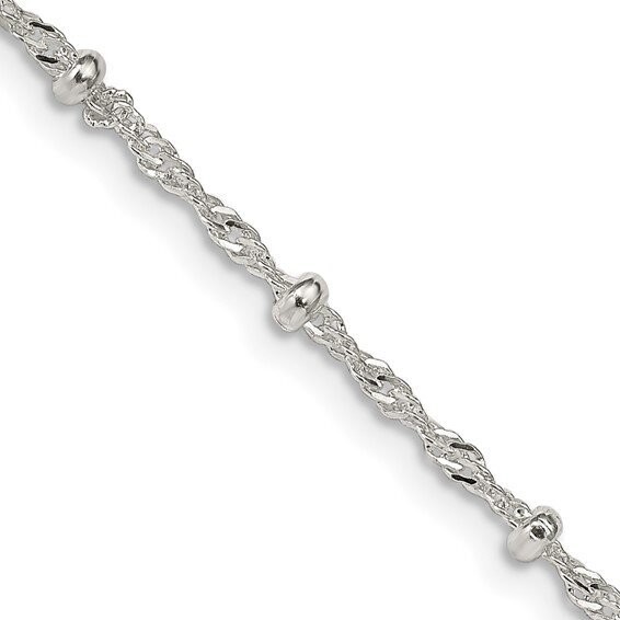 QFC165  Sterling Silver Singapore Chain with Beads, Length: 18"