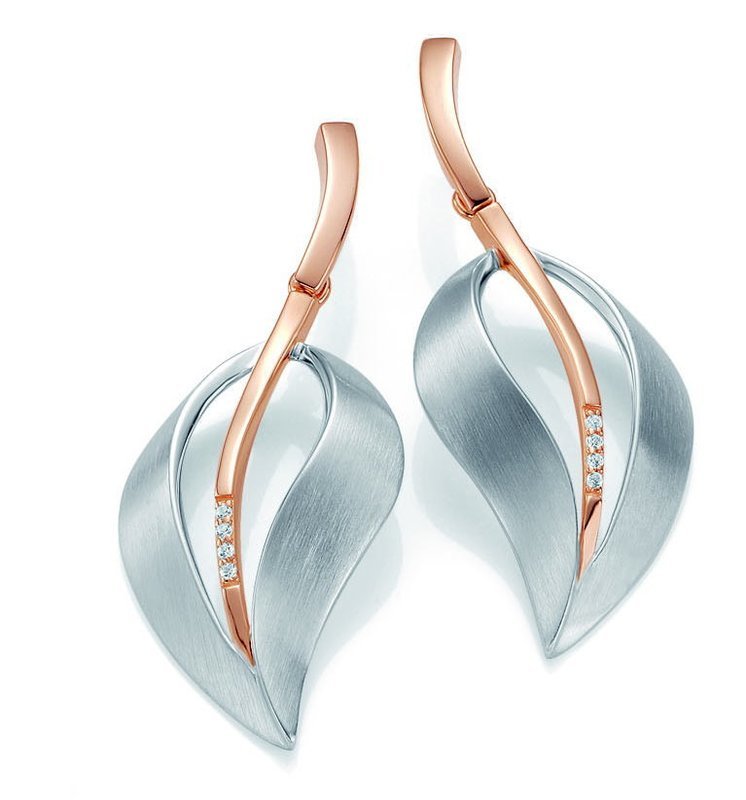 Breuning 12/01982 Two-Toned Leaf Dangle Earrings